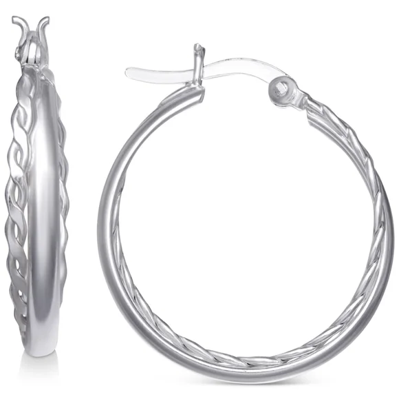 Giani Bernini Braided Crossover Small Hoop Earrings - Picture 4 of 4